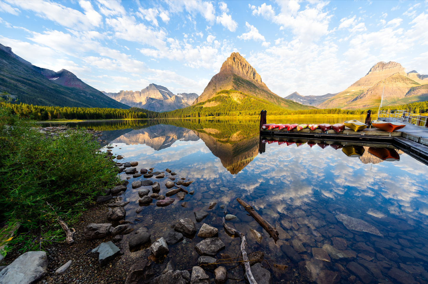 Museum-Quality Matte Paper Poster- "Many Glacier", Swiftcurrent Lake, Glacier National Park, Montana, USA 30x45 cm / 12x18″